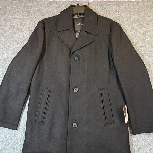 London Fog Coat Mens Medium Black Wool Lined Classic Single Breasted Notch Lapel - Picture 1 of 8